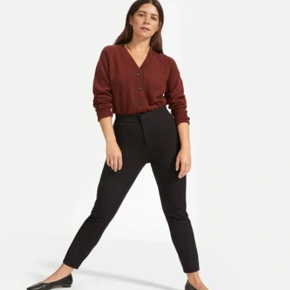 Everlane The Fixed-Waist Stretch Cotton Black Pant sz 12 - Picture 1 of 9